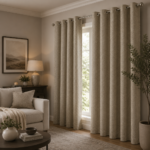 Printed Velvet Blackout Curtains - Natural