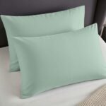 2 Pack Soft Plain Dyed Pillowcases - Sage Green