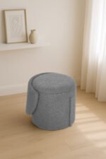 Modern Boucle Storage Stool - Grey - Image 4