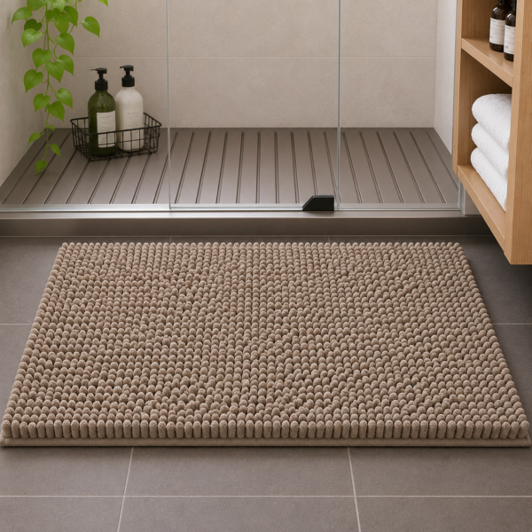 Premium Absorbent Bath Mat - Camel