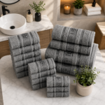 100% Cotton Quick Dry Greek Towel Set - Charcoal