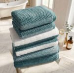 Soft Hotel Quality Striped Towel Set - Teal