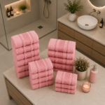 100% Cotton Quick Dry Greek Towel Set - Pink