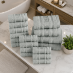 100% Cotton Quick Dry Greek Towel Set - Silver