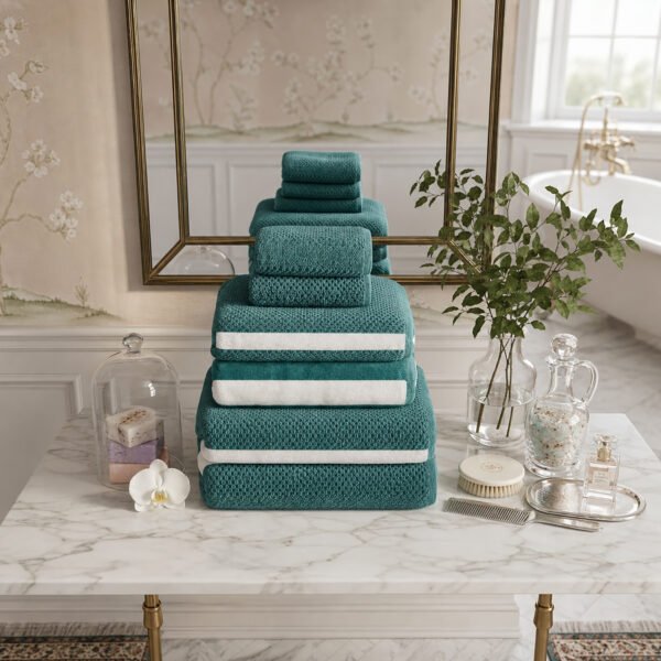 Soft Hotel Quality Striped Towel Set - Aqua