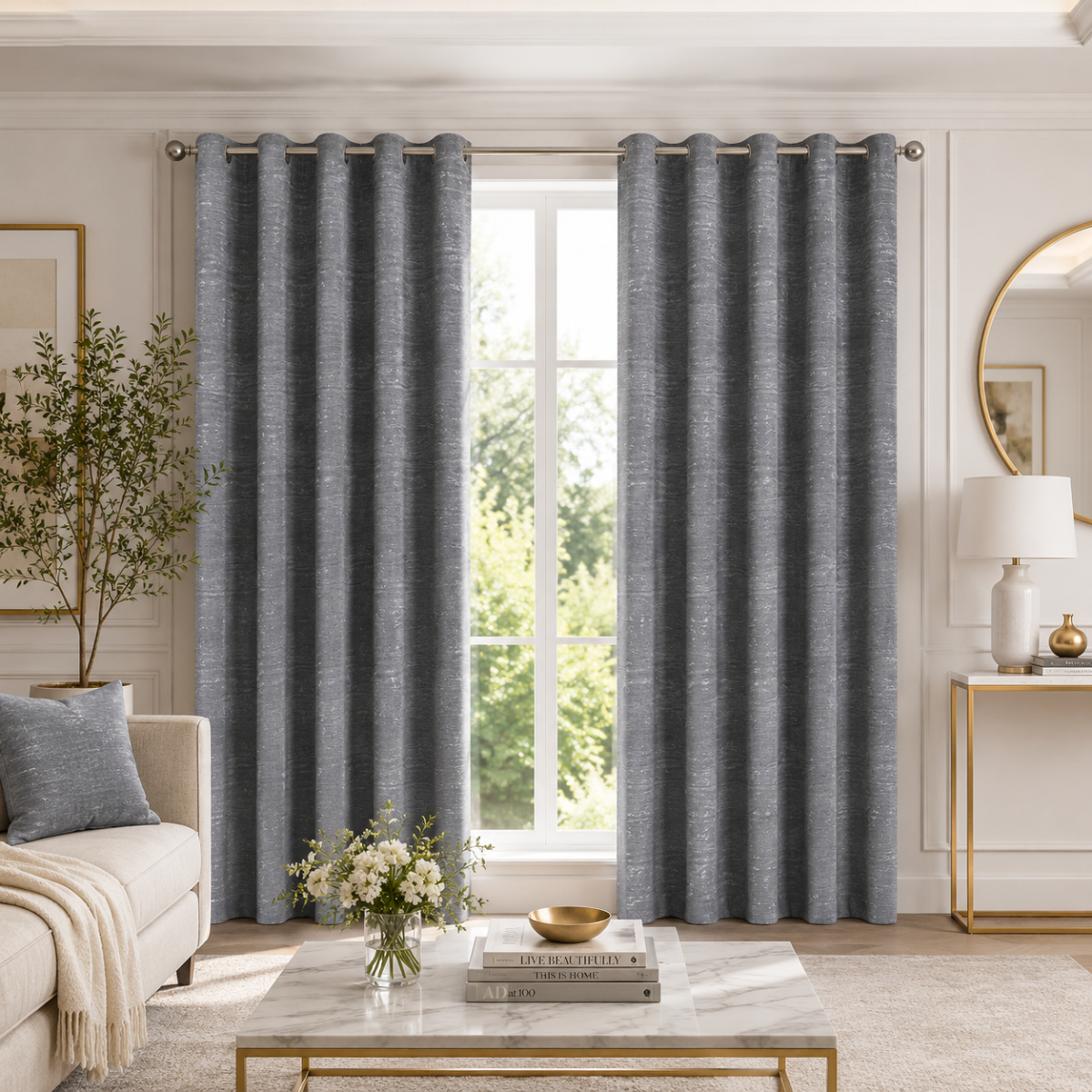 Velvet Blackout Curtains For Home Décor - Grey
