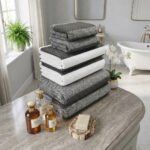 Soft Hotel Quality Striped Towel Set - Charcoal