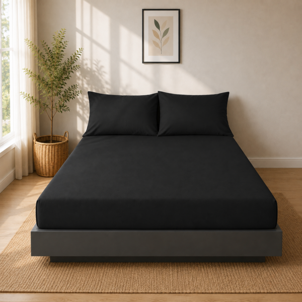 Non Iron Extra Deep Fitted Sheet - Black
