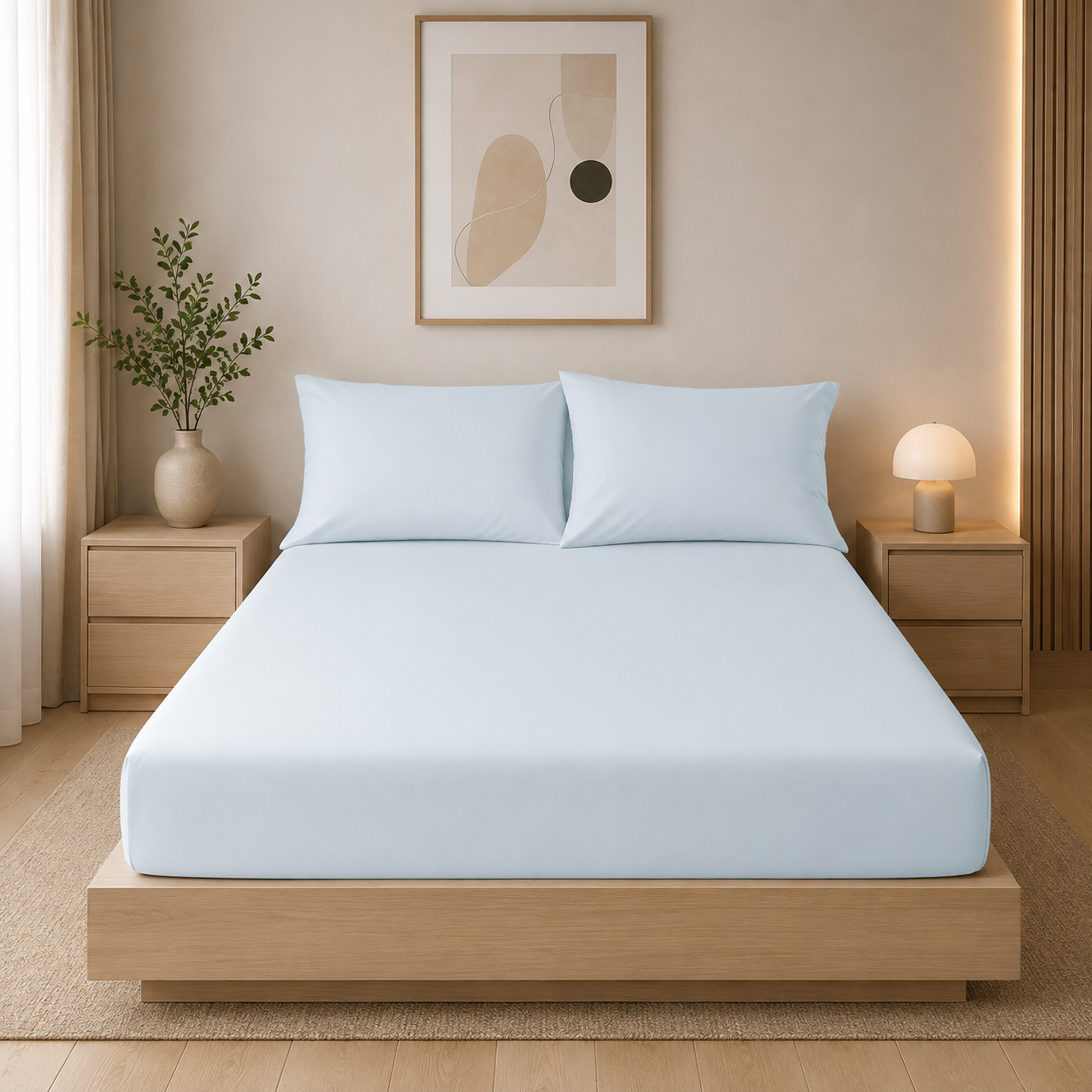 2 Non Iron Extra Deep Fitted Sheet - Sky Blue