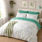 Breathable Meadow Leaf Duvet Cover Set - White