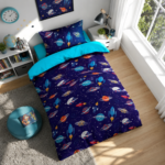 Boys Space Explorer Duvet Cover Set - Dark Blue