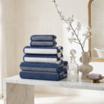 Soft Hotel Quality Striped Towel Set - Navy