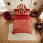 Reversible Geometric Shapes Duvet Cover - Red