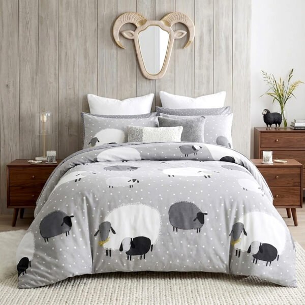 Soft Reversible Animal Duvet Cover Set - Grey