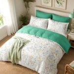 Breathable Meadow Leaf Duvet Cover Set - White