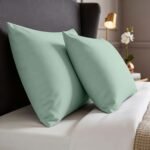 2 Pack Soft Plain Dyed Pillowcases - Sage Green