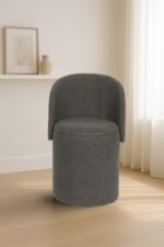 Modern Boucle Storage Stool - Charcoal