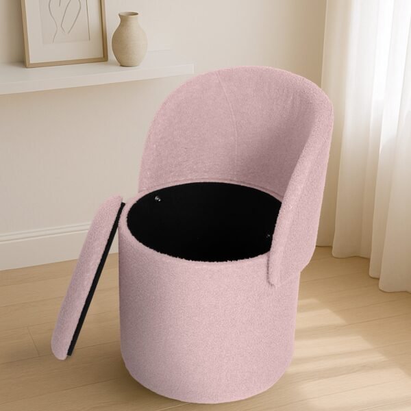 Modern Boucle Storage Stool - Pink