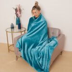 Luxury Fluffy Fleece Couch Throw - Teal - Image 4