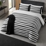 Easy Care Striped Complete Bedding Set - White/Black