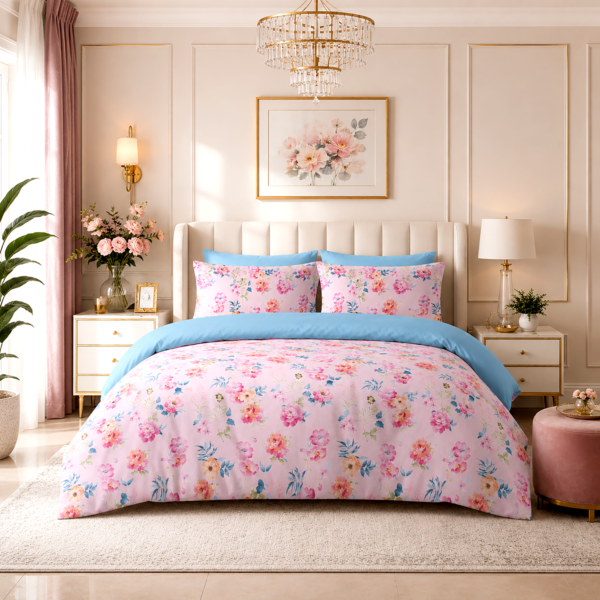 Reversible Floral Duvet Cover Sets - Duck Egg