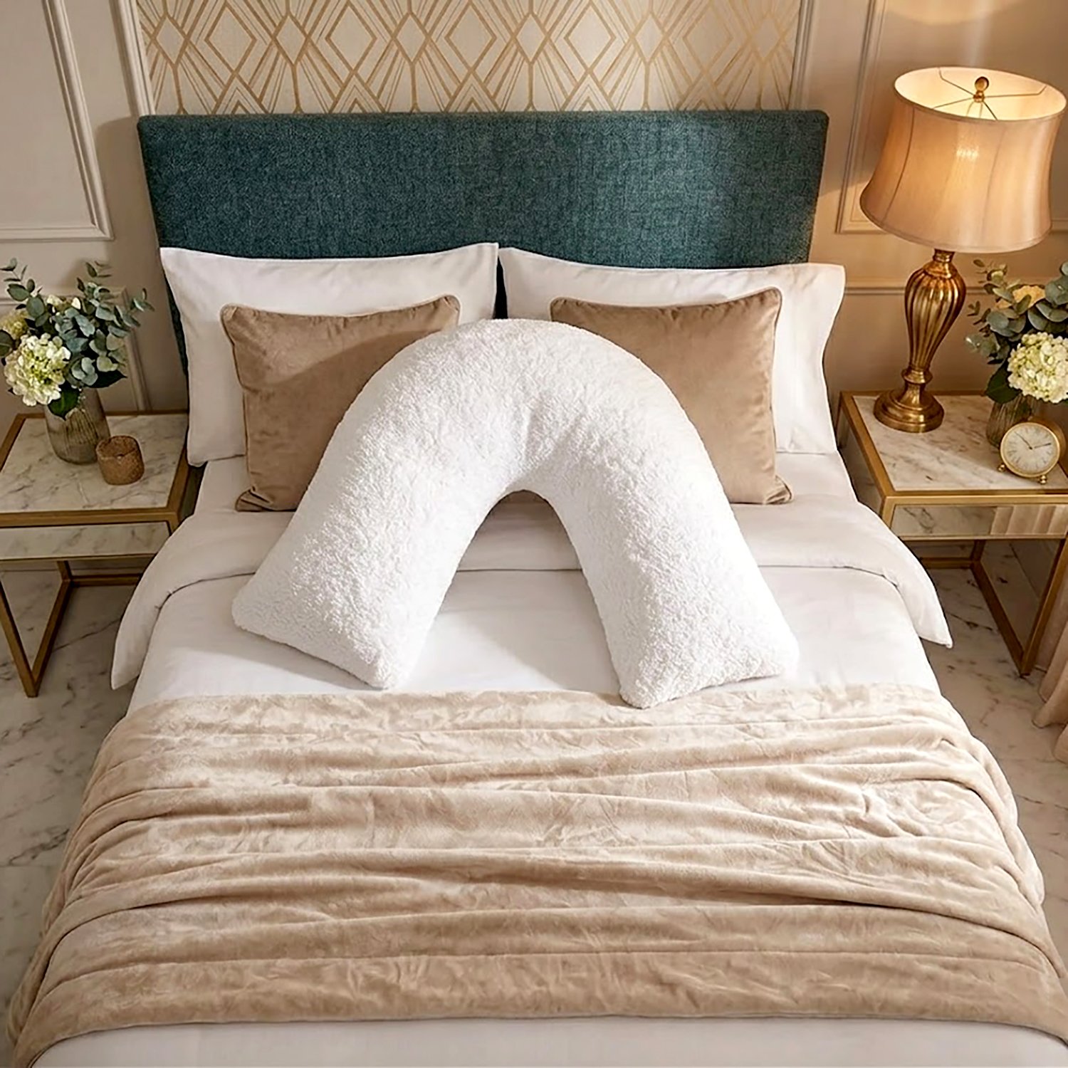 3 Teddy Fleece V Shaped Removable Cover Pillow