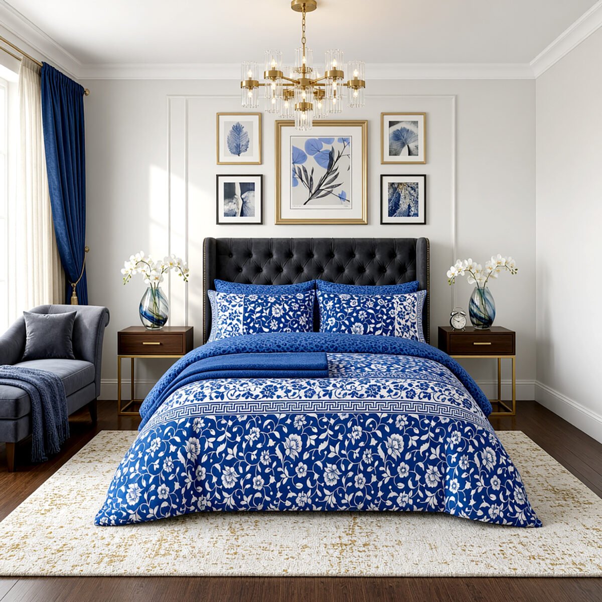 Easy Care Botanical Complete Bedding Set - Blue