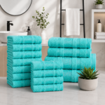 100% Cotton Quick Dry Greek Towel Set - Aqua - Image 3