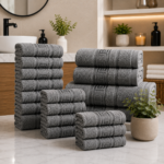 100% Cotton Quick Dry Greek Towel Set - Charcoal