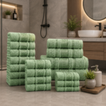 100% Cotton Quick Dry Greek Towel Set - Green