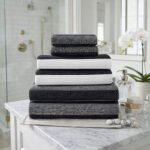 Soft Hotel Quality Striped Towel Set - Black