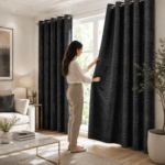 Velvet Blackout Curtains For Home Décor - Charcoal