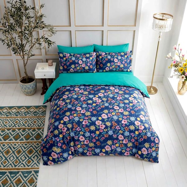 Blossom Floral Soft Duvet Cover Set - Blue