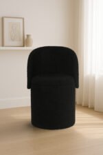 Modern Boucle Storage Stool - Black