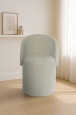 Modern Boucle Storage Stool - Off White