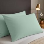 2 Pack Soft Plain Dyed Pillowcases - Sage Green