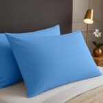 2 Pack Soft Plain Dyed Pillowcases - Sky Blue
