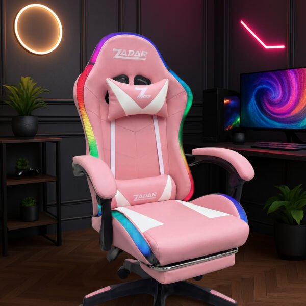 Luxury Musical Gaming Chair - White/Pink