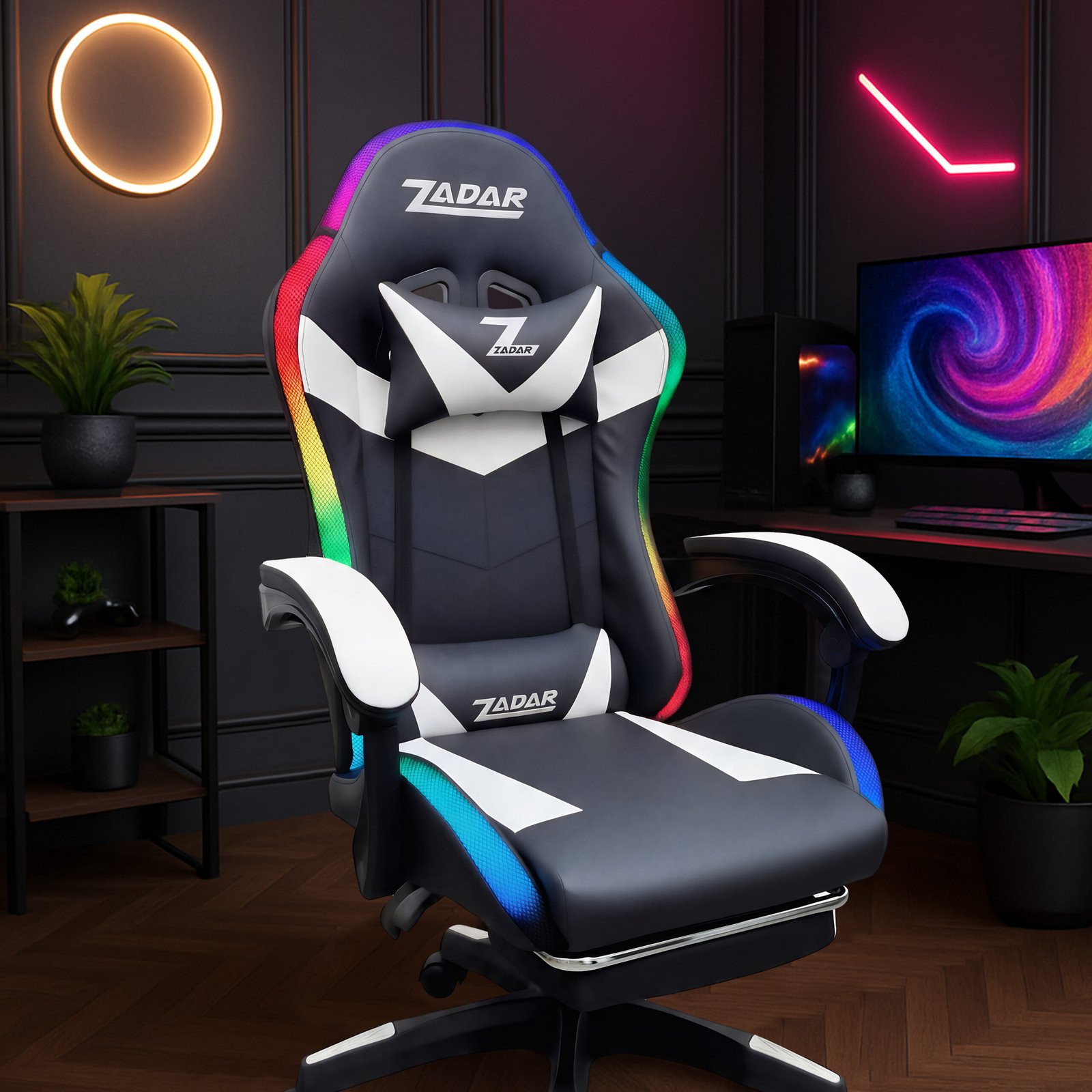 4 Luxury Musical Gaming Chair - White/Black