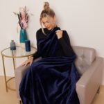 Luxury Fluffy Fleece Couch Throw - Navy - Image 5