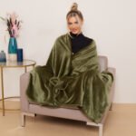 Luxury Fluffy Fleece Couch Throw - Sage Green - Image 2