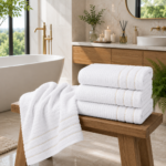2 Pack Luxury Paris Ribbed Cotton Towel Set - White