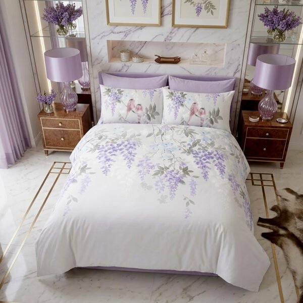 Polycotton Floral Complete Bedding Set - Grey