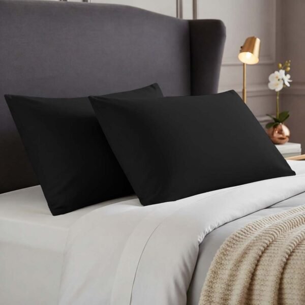 2 Pack Soft Plain Dyed Pillowcases - Black