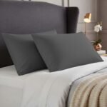 2 Pack Soft Plain Dyed Pillowcases - Charcoal