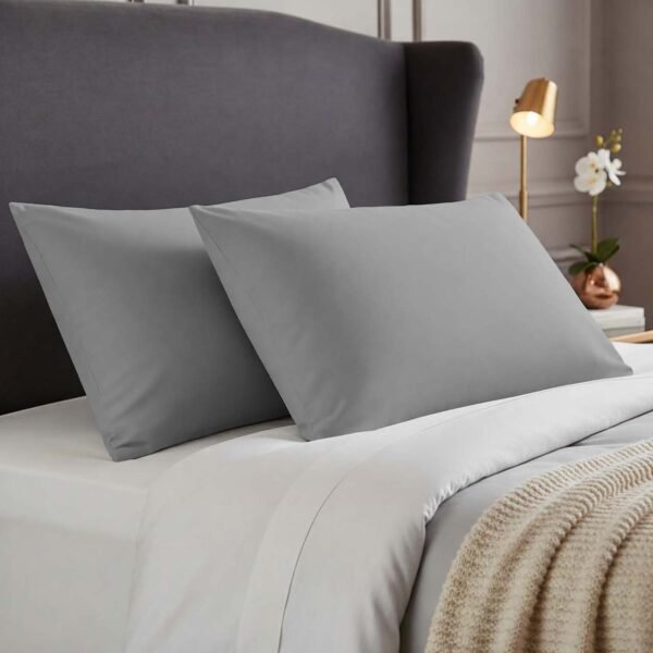 2 Pack Soft Plain Dyed Pillowcases - Grey