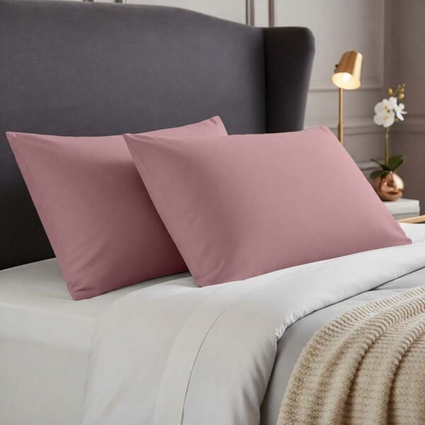 2 Pack Soft Plain Dyed Pillowcases - Pink