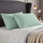 2 Pack Soft Plain Dyed Pillowcases - Sage Green