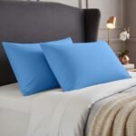 2 Pack Soft Plain Dyed Pillowcases - Sky Blue