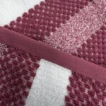 Soft Hotel Quality Striped Towel Set - Dark Pink